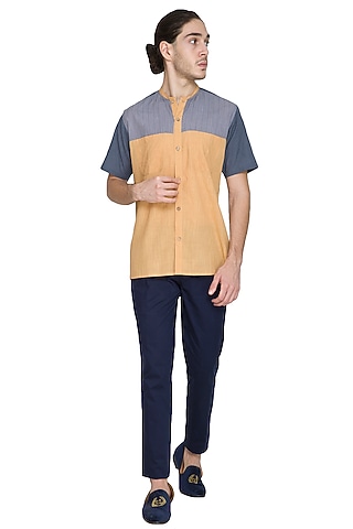 Multi Colored Cotton Shirt by Shikha Malik Men