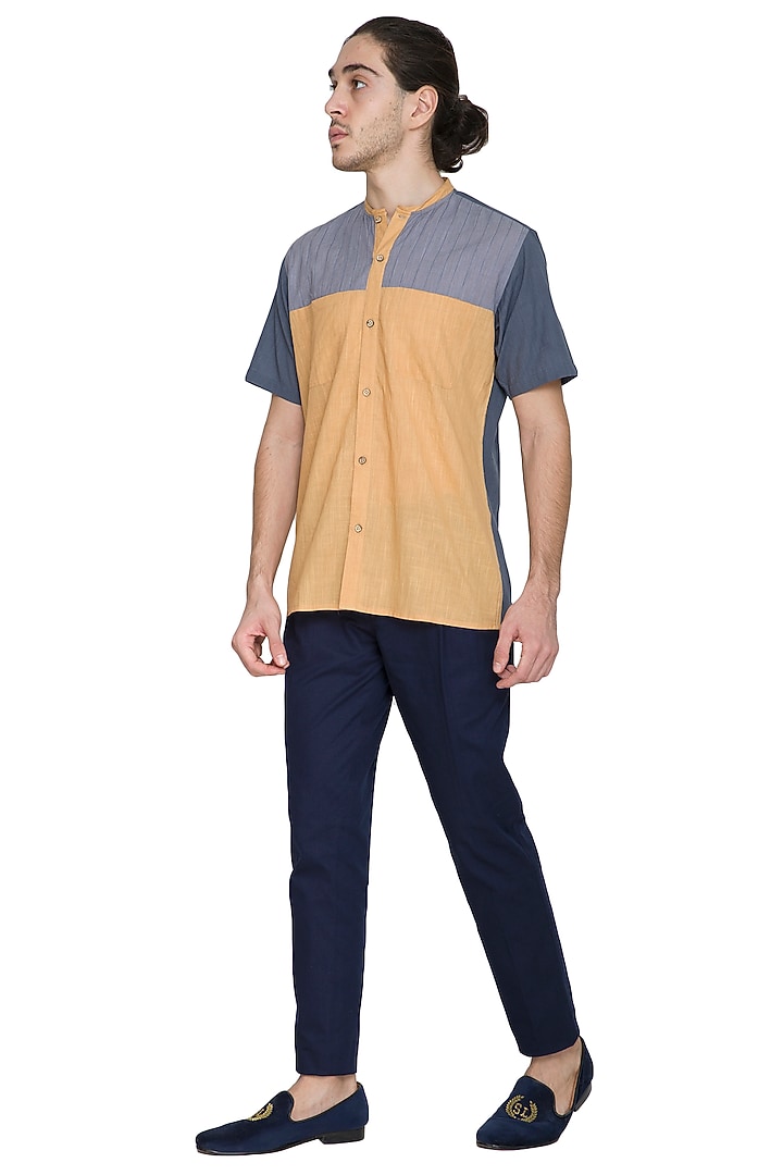 Multi Colored Cotton Party Wear Shirt by Shikha Malik Men at Pernia's Pop Up Shop