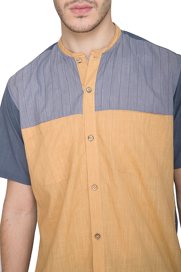 Multi Colored Cotton Party Wear Shirt by Shikha Malik Men at Pernia's Pop Up Shop