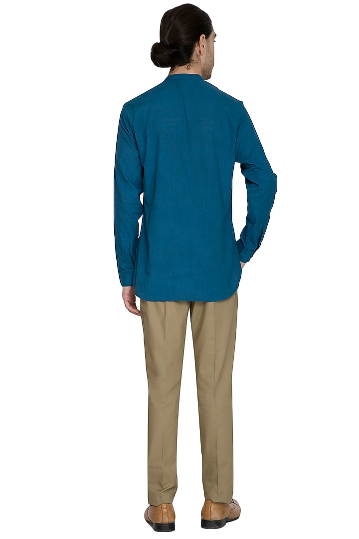 Beige Slim Fit Trouser Pants by Shikha Malik Men at Pernia's Pop Up Shop