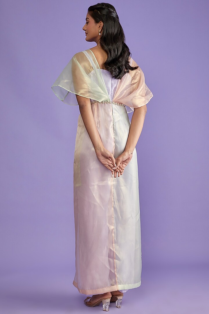 Multi-Colored Tissue Embroidered & Color Blocked Jumpsuit by Sk'n at Pernia's Pop Up Shop