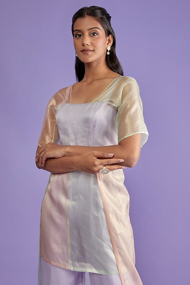 Multi-Colored Tissue Embroidered & Color Blocked Jumpsuit by Sk'n at Pernia's Pop Up Shop