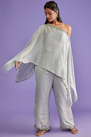 Grey Silk Co-Ord Set by Sk'n
