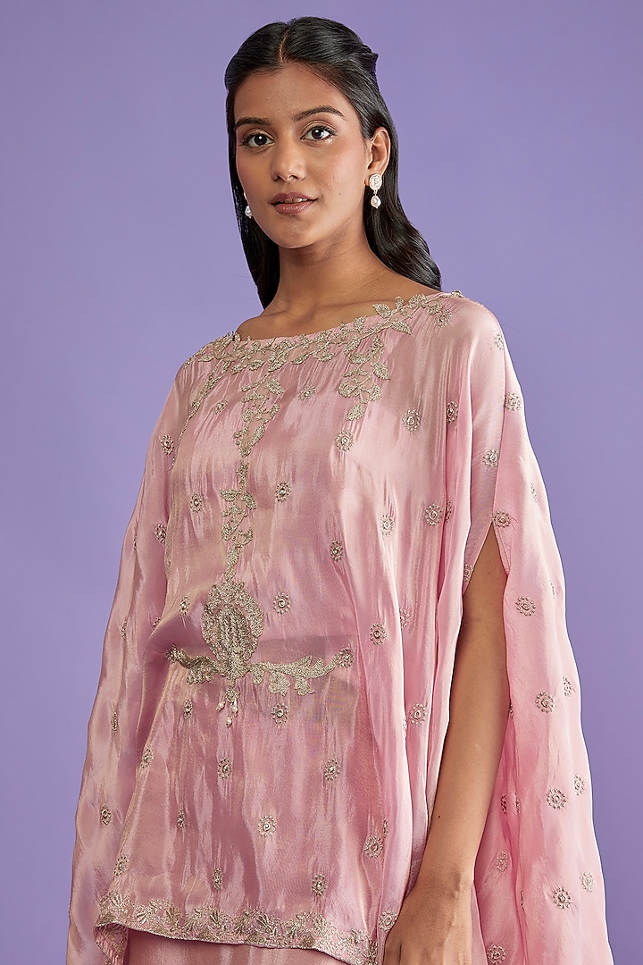 Pink Tissue Crepe Sharara Skirt Set by Sk'n at Pernia's Pop Up Shop