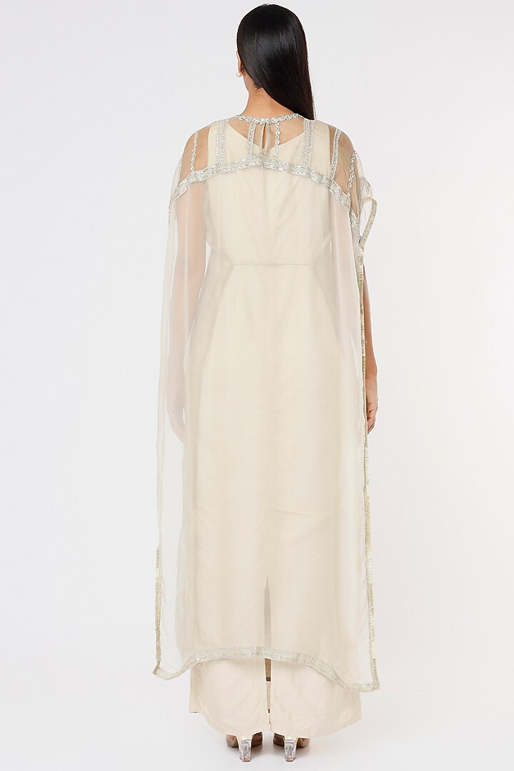 Light Olive Embroidered Cape Set by Sk'n at Pernia's Pop Up Shop