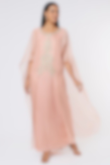 Blush Pink Embroidered Cape Set by Sk'n