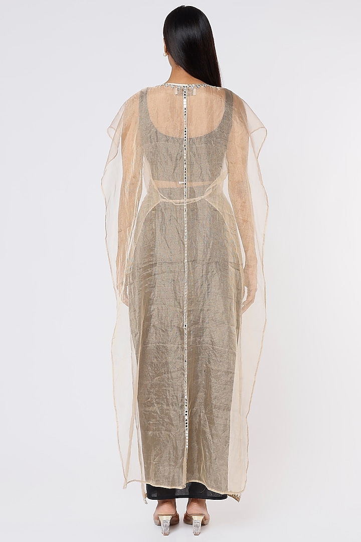 Dull Gold & Black Embroidered Cape Set by Sk'n at Pernia's Pop Up Shop