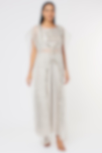 Silver Embroidered Cape Set by Sk'n at Pernia's Pop Up Shop