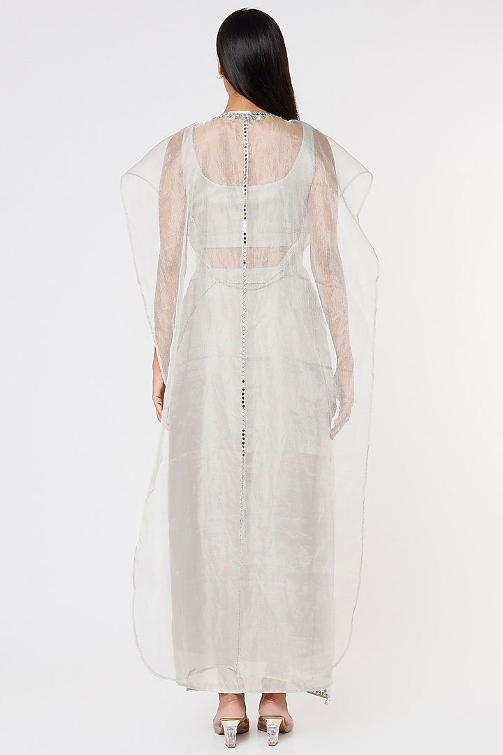 Silver Embroidered Cape Set by Sk'n at Pernia's Pop Up Shop