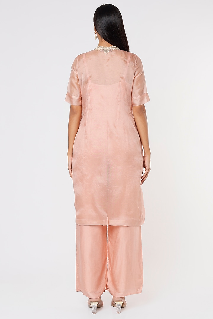 Blush Pink Embroidered Jacket With Jumpsuit by Sk'n at Pernia's Pop Up Shop