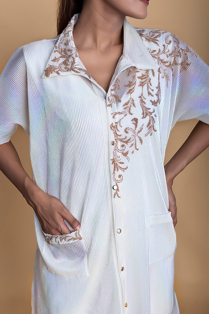 White Latex Summer Shirt Dress by Sk'n at Pernia's Pop Up Shop