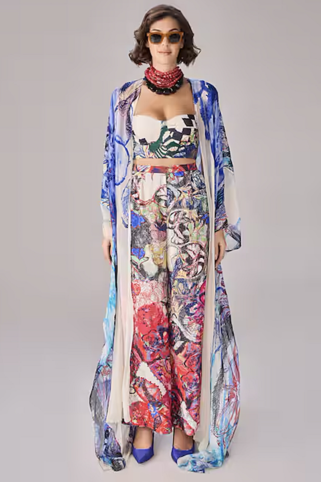 Multi-Colored Chiffon Cape by Saaksha & Kinni at Pernia's Pop Up Shop