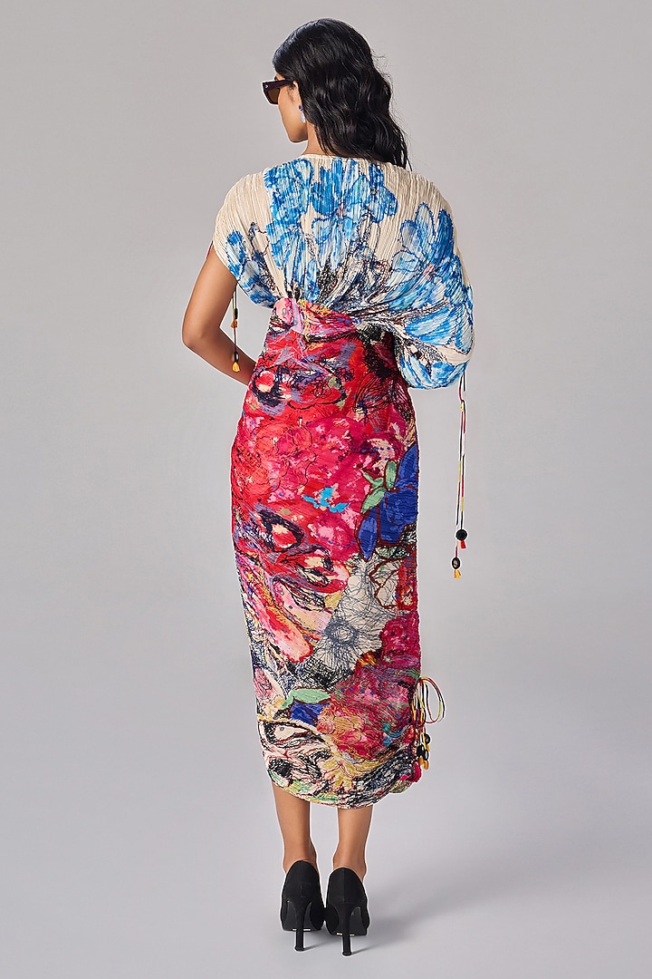 Multi-Colored Cotton Silk Abstract Floral Printed Kaftan Vacation Dress by Saaksha & Kinni at Pernia's Pop Up Shop