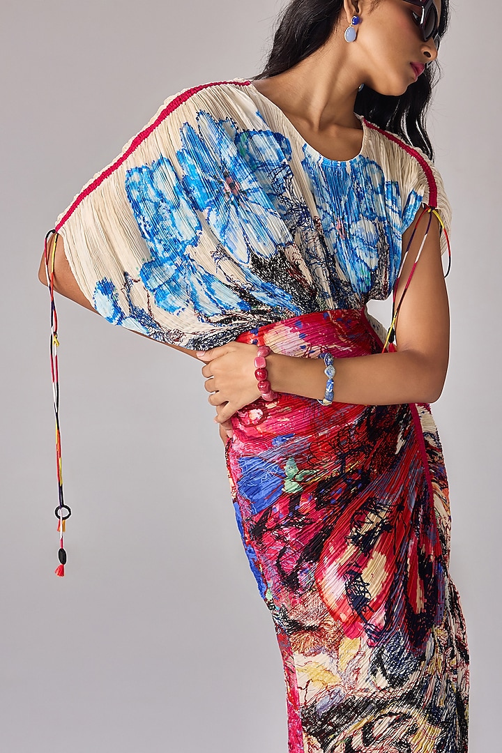 Multi-Colored Cotton Silk Abstract Floral Printed Kaftan Vacation Dress by Saaksha & Kinni at Pernia's Pop Up Shop