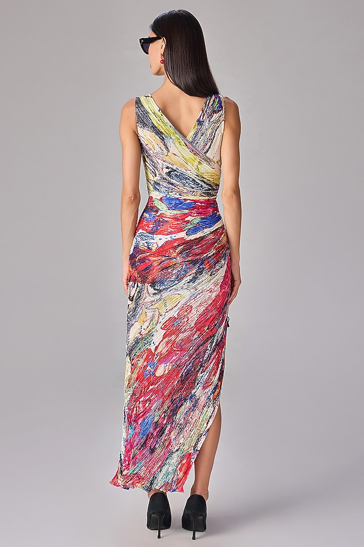 Multi-Colored Poly Florence Chiffon Abstract Floral Printed Maxi Vacation Dress by Saaksha & Kinni at Pernia's Pop Up Shop