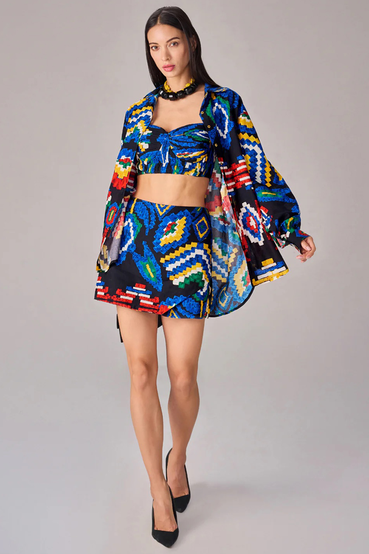 Multi-Colored Cambric Aztec Printed Skorts by Saaksha & Kinni at Pernia's Pop Up Shop