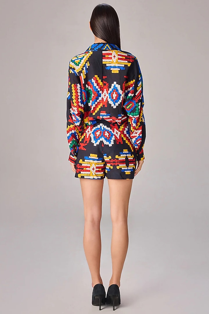 Multi-Colored Cambric Aztec Printed Skorts by Saaksha & Kinni at Pernia's Pop Up Shop