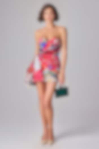 Multi-Colored Habutai Abstract Floral Printed Ruched Midi Vacation Dress by Saaksha & Kinni at Pernia's Pop Up Shop