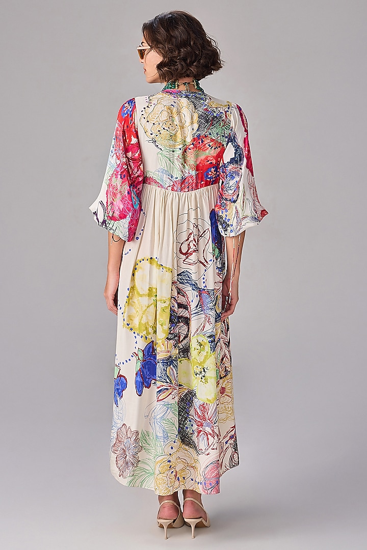 Multi-Colored Habutai Abstract Floral Printed Maxi Summer Dress by Saaksha & Kinni at Pernia's Pop Up Shop