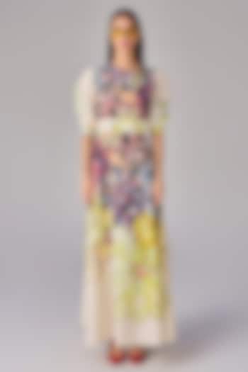Multi-Colored Cambric Abstract Floral Printed A-Line Vacation Dress by Saaksha & Kinni at Pernia's Pop Up Shop