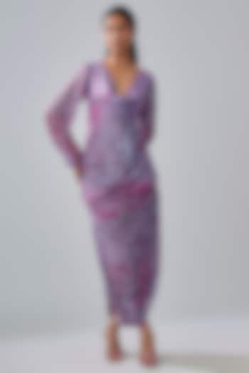 Purple Chiffon & Cotton Silk Vacation Dress by Saaksha & Kinni at Pernia's Pop Up Shop