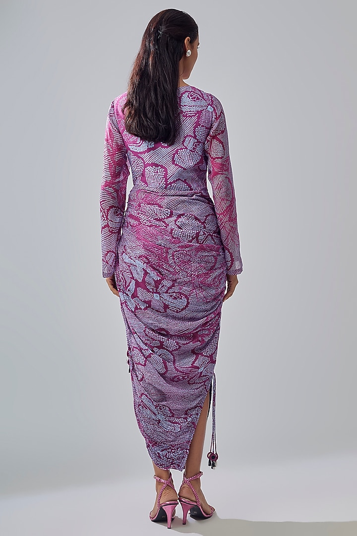 Purple Chiffon & Cotton Silk Vacation Dress by Saaksha & Kinni at Pernia's Pop Up Shop