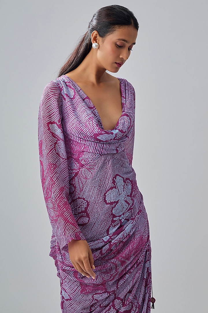 Purple Chiffon & Cotton Silk Vacation Dress by Saaksha & Kinni at Pernia's Pop Up Shop