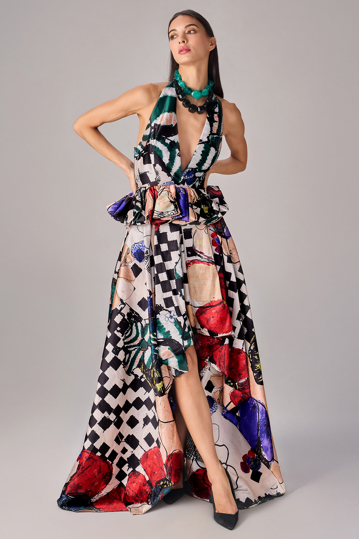 Multi-Colored Taffeta Abstract Printed Blouse by Saaksha & Kinni at Pernia's Pop Up Shop