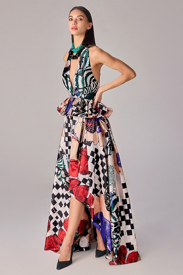 Multi-Colored Taffeta Abstract Printed Blouse by Saaksha & Kinni at Pernia's Pop Up Shop