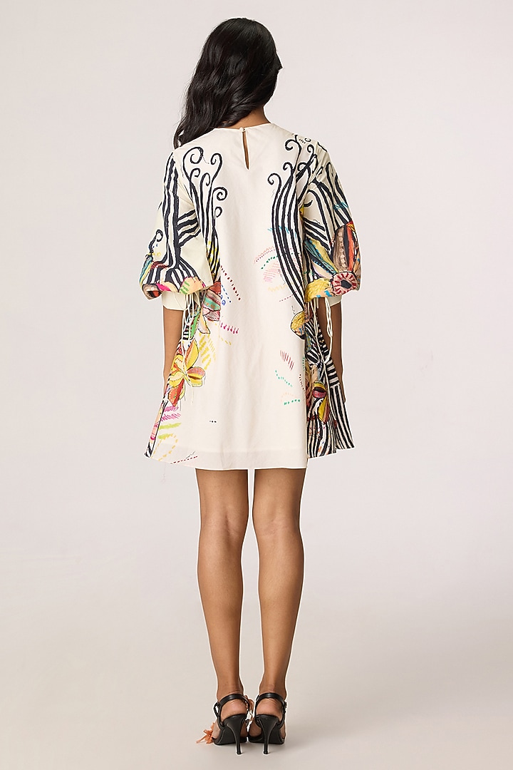 Ivory Cotton Cambric Floral Printed Mini Shift Summer Dress by Saaksha & Kinni at Pernia's Pop Up Shop