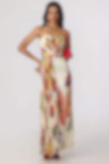 Multi-Colored Chiffon Abstract Tribal Printed Maxi Vacation Dress by Saaksha & Kinni at Pernia's Pop Up Shop