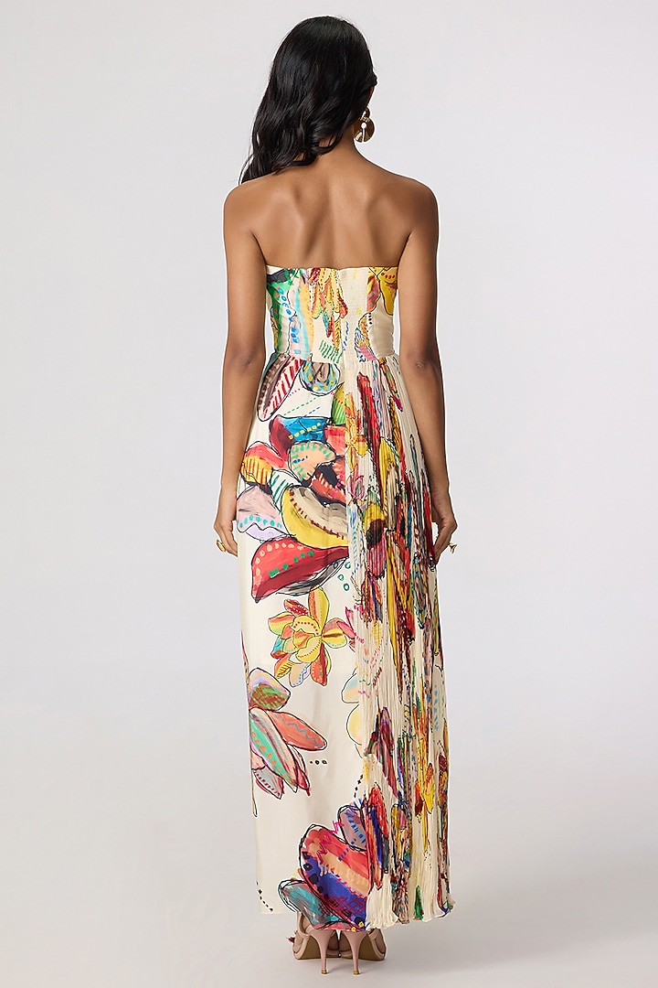 Multi-Colored Chiffon Abstract Tribal Printed Maxi Vacation Dress by Saaksha & Kinni at Pernia's Pop Up Shop