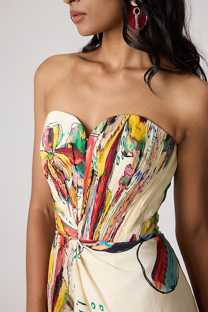 Multi-Colored Chiffon Abstract Tribal Printed Maxi Vacation Dress by Saaksha & Kinni at Pernia's Pop Up Shop