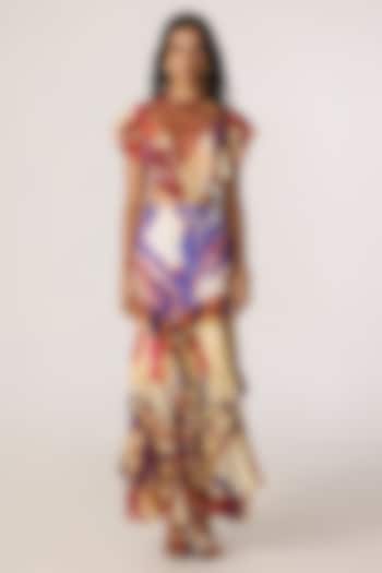 Multi-Colored Stretch Jersey Tribal Printed Skirt Set by Saaksha & Kinni at Pernia's Pop Up Shop