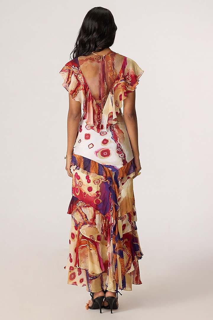 Multi-Colored Stretch Jersey Tribal Printed Skirt Set by Saaksha & Kinni at Pernia's Pop Up Shop