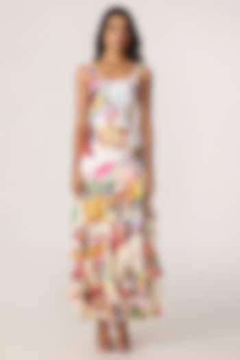 Multi-Colored Chiffon Floral Printed Layered Maxi Vacation Dress by Saaksha & Kinni at Pernia's Pop Up Shop