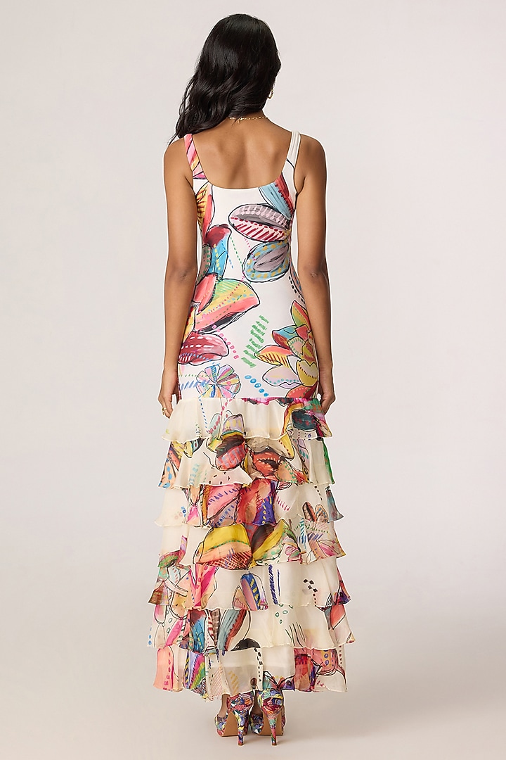 Multi-Colored Chiffon Floral Printed Layered Maxi Vacation Dress by Saaksha & Kinni at Pernia's Pop Up Shop