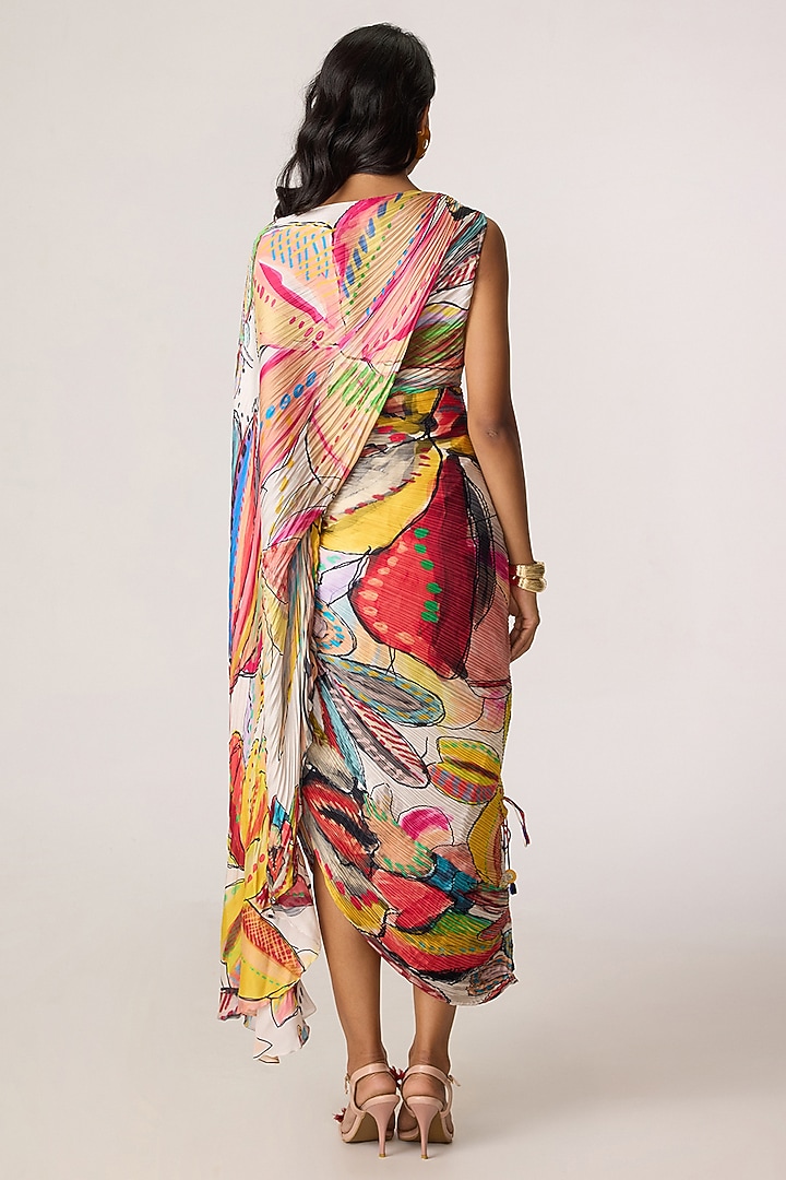 Multi-Colored Poly Florence Chiffon Abstract Printed Maxi Vacation Dress by Saaksha & Kinni at Pernia's Pop Up Shop