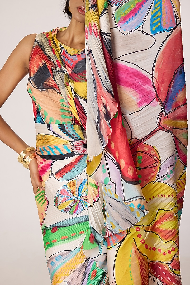 Multi-Colored Poly Florence Chiffon Abstract Printed Maxi Vacation Dress by Saaksha & Kinni at Pernia's Pop Up Shop
