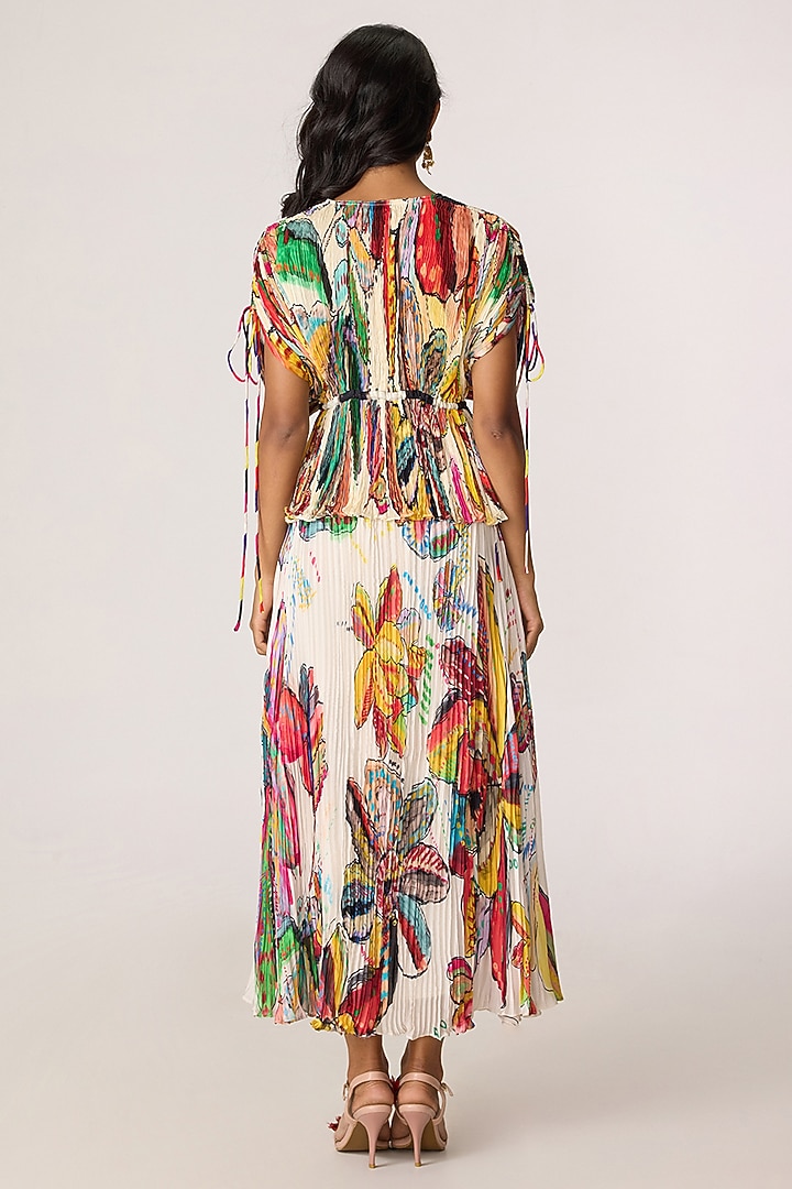 Multi-Colored Poly Florence Chiffon Floral Printed Skirt Set by Saaksha & Kinni at Pernia's Pop Up Shop