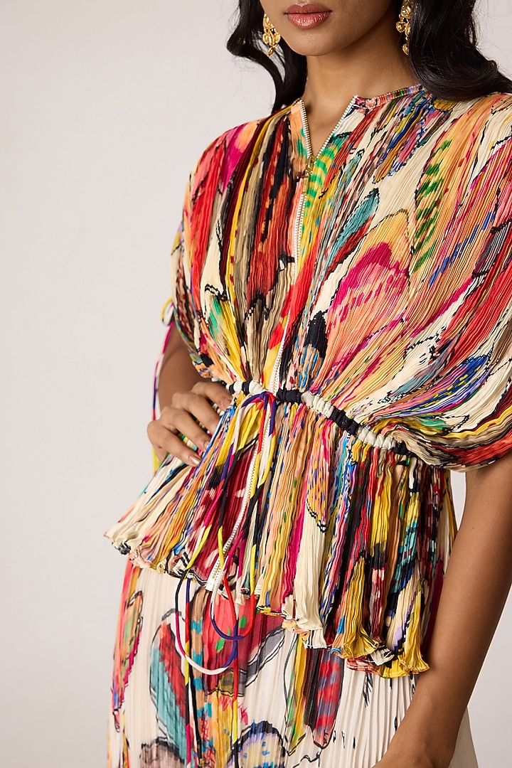 Multi-Colored Poly Florence Chiffon Floral Printed Skirt Set by Saaksha & Kinni at Pernia's Pop Up Shop