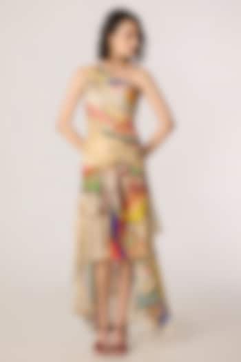 Multi-Colored Chiffon Floral Printed Pleated Maxi Vacation Dress by Saaksha & Kinni at Pernia's Pop Up Shop
