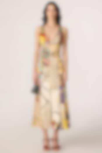 Multi-Colored Cotton Lycra Floral Printed A-Line Maxi Vacation Dress by Saaksha & Kinni at Pernia's Pop Up Shop