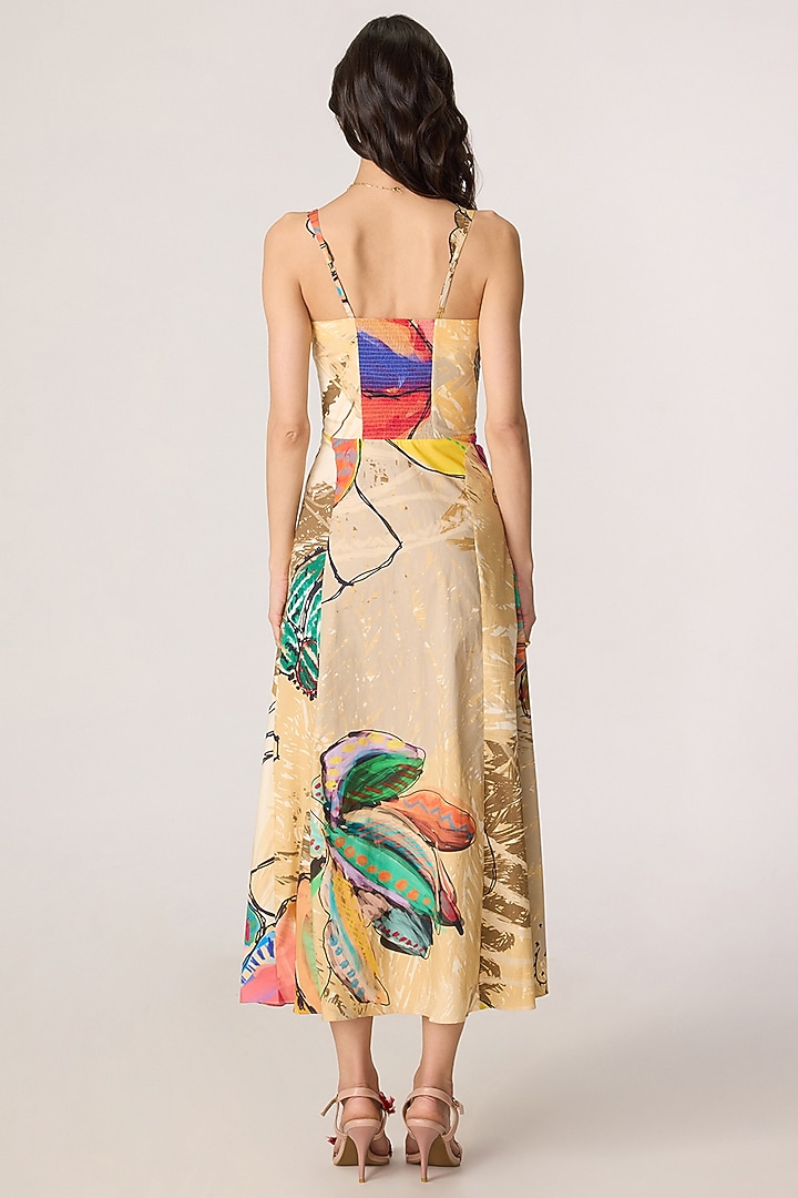 Multi-Colored Cotton Lycra Floral Printed A-Line Maxi Vacation Dress by Saaksha & Kinni at Pernia's Pop Up Shop