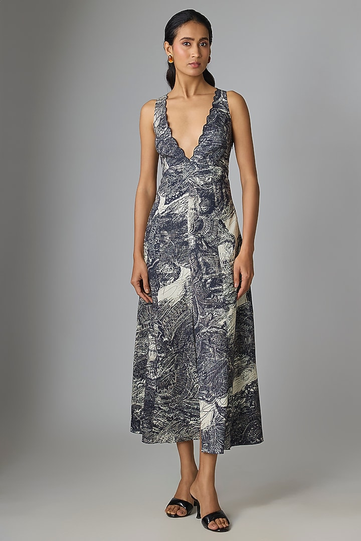 Multi-Colored Cotton Lycra Midi Vacation Dress by Saaksha & Kinni at Pernia's Pop Up Shop