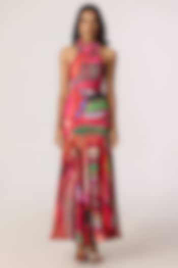 Multi-Colored Chiffon Abstract Floral Printed Maxi Vacation Dress by Saaksha & Kinni at Pernia's Pop Up Shop