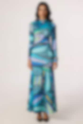 Multi-Colored Lycra Abstract Printed Fitted Maxi Vacation Dress by Saaksha & Kinni at Pernia's Pop Up Shop