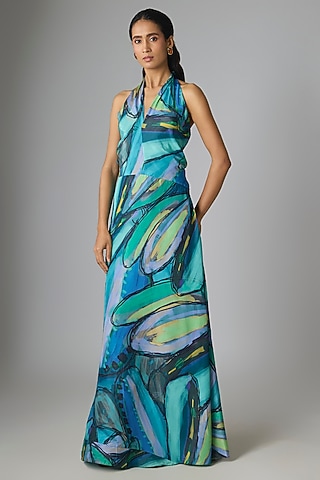 Multi-Colored Habutai & Cotton Silk Dress by Saaksha & Kinni