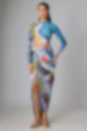Multi-Colored Poly Florence Chiffon Skirt Set by Saaksha & Kinni at Pernia's Pop Up Shop