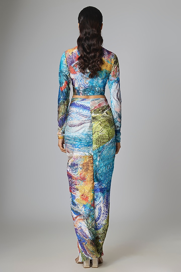 Multi-Colored Poly Florence Chiffon Skirt Set by Saaksha & Kinni at Pernia's Pop Up Shop
